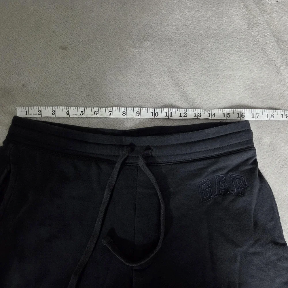Gap Pants Mens Medium Black Fleece Joggers Sweatpants Cuffed GAP Logo Drawstring